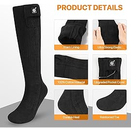 SNOW DEER Upgraded Rechargeable Electric Heated Socks,7.4V 2200mAh Battery Powered Cold Weather Heat Socks for Men Women,Outdoor Riding Camping Hiking Motorcycle Skiing Warm Winter SocksXL