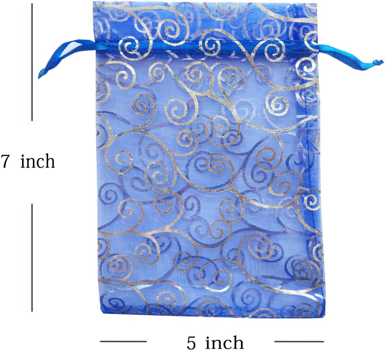 100 Pieces Per Pack 5x7 inch Gift Wrap Bags Blue Rattan, Organza Sheer image 2