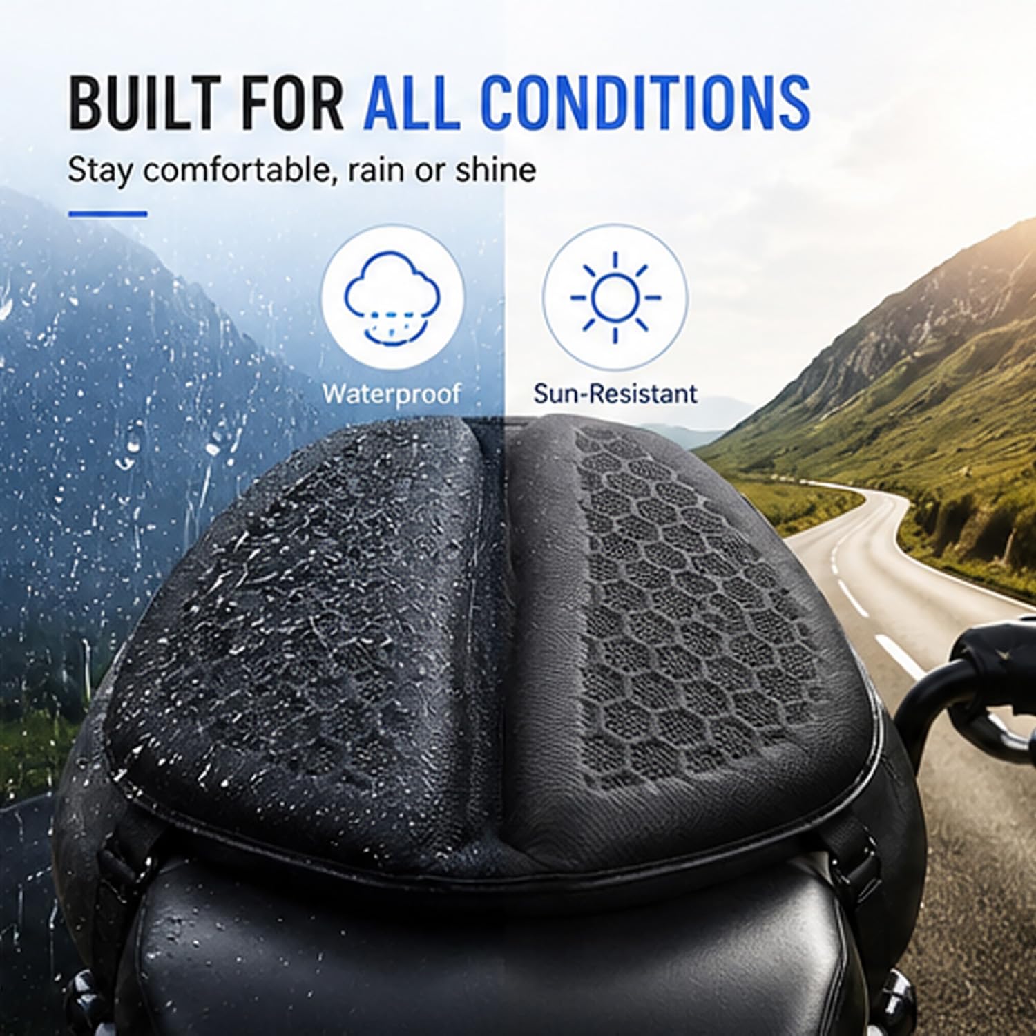 ZORQ Motorrad Sitzkissen für Can-Am Spyder RT Sea-to-Sky 2020-pr, 3D Komfort Gel sitzpolster, Druckentlastendes Ride Motorrad Luftkissen Komfort rutschfest