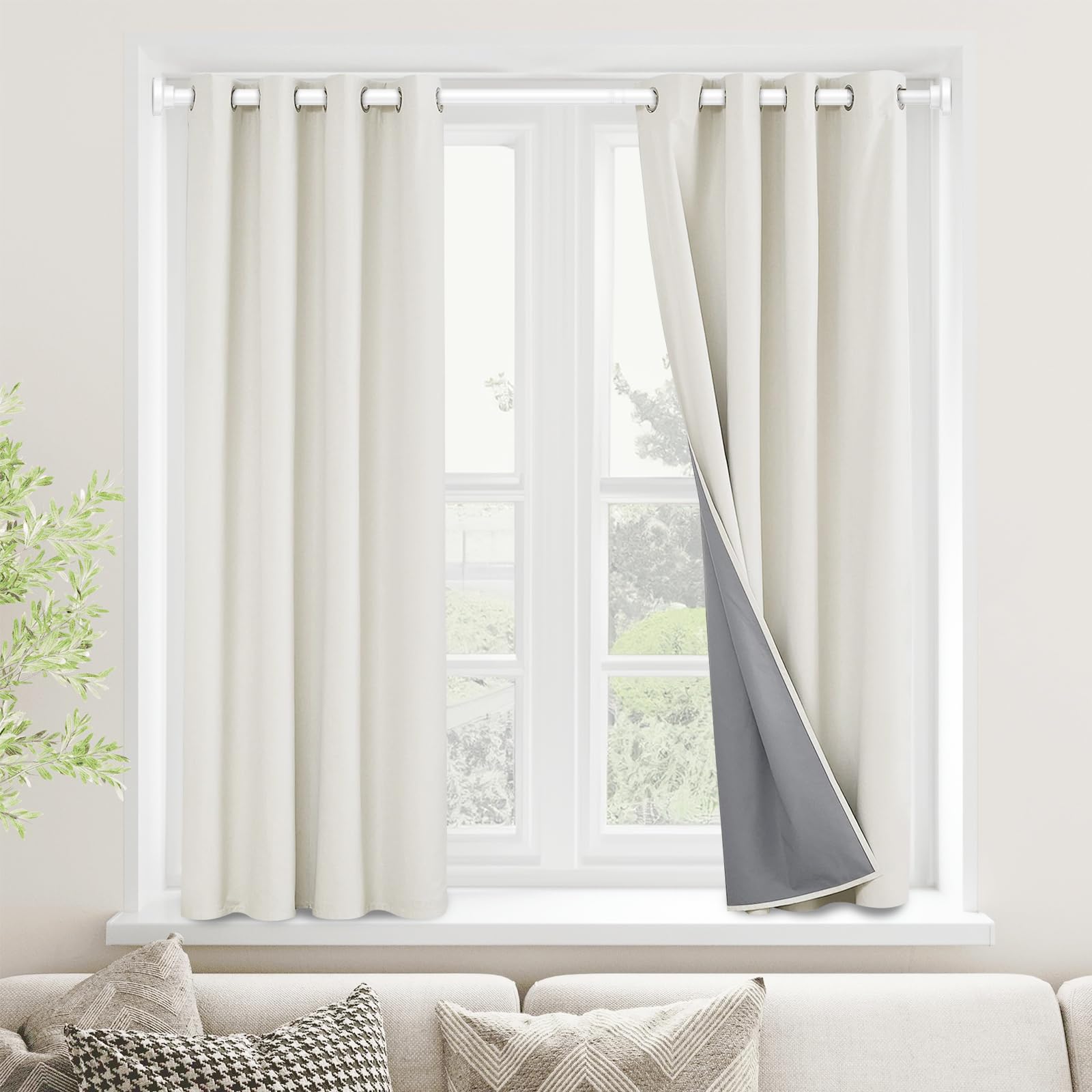 AIZESI Tringle à rideaux réglable pour fenêtres de 71,1 à 122,9 cm, sans perçage, antidérapante, antirouille à ressort, blanche