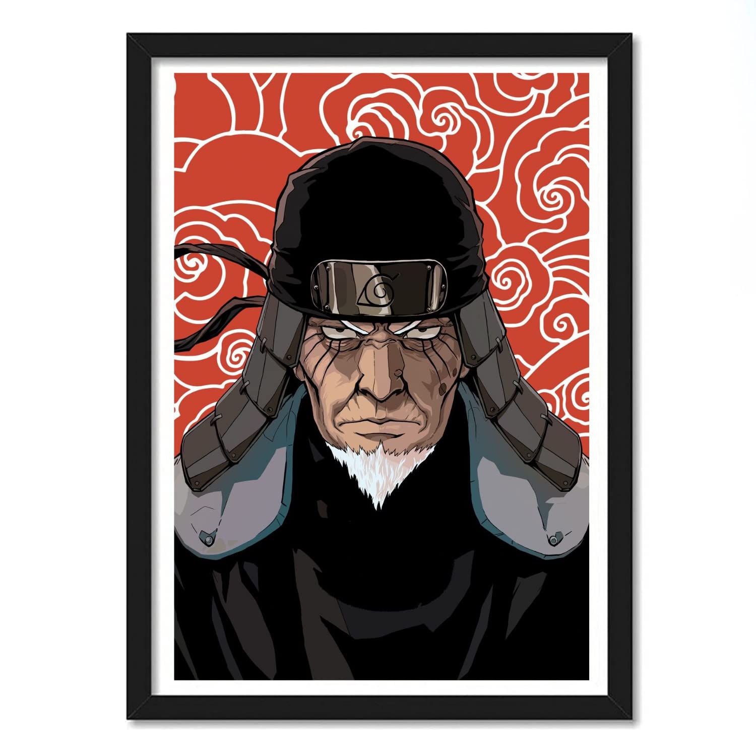 YourCanvas Naruto | Hokage Framed Poster with Matt Finish Black Frame for Room and Home Décor (Hiruzen Sarutobi Framed 10×13 inches)