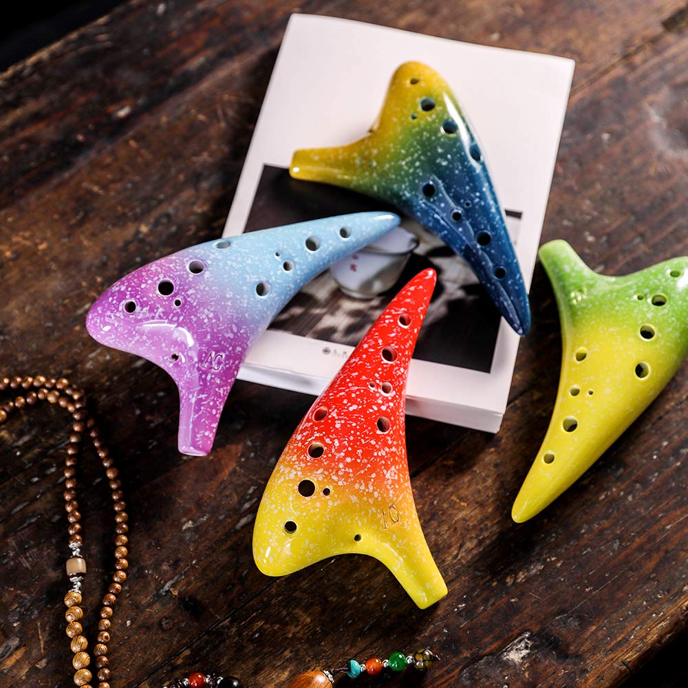 Ocarina Alto Do en céramique 12 trous avec cordon et pochette de protection pour les amateurs de musique et les apprenants