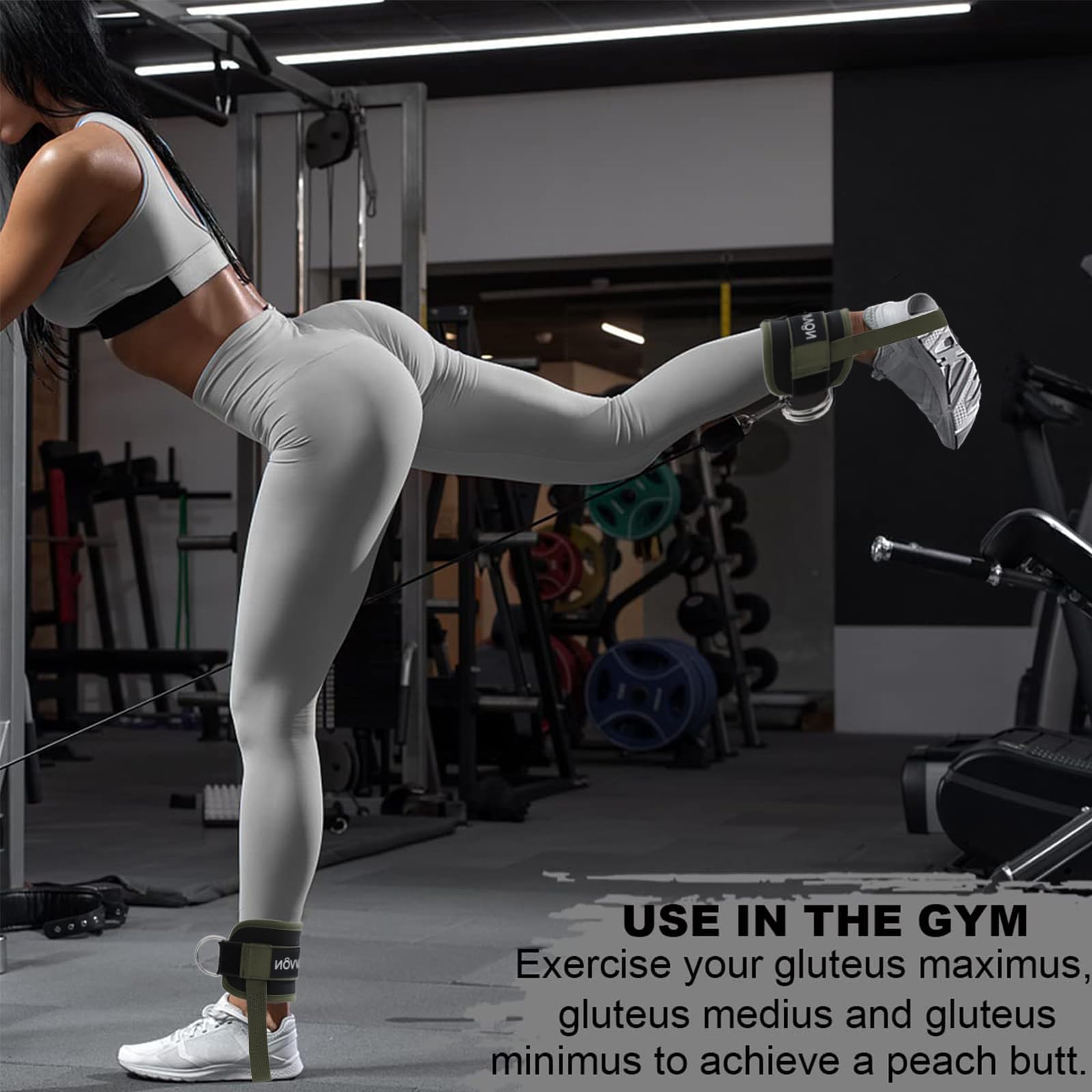 Sangle Cheville Musculation Poulie - Attaches de Câble Réglables pour Salle de Sport, Ankle Straps pour Fessiers et Extensions Jambes