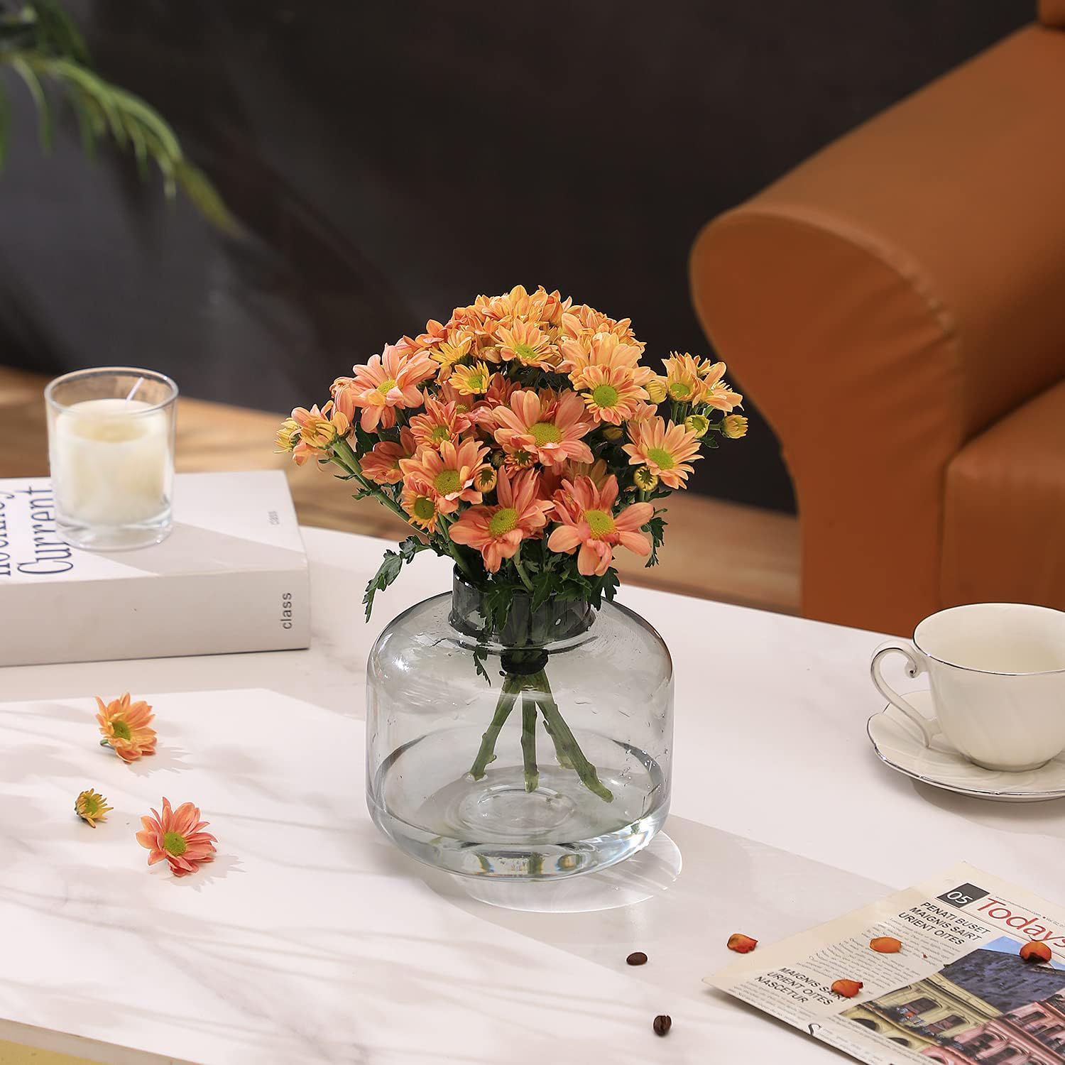 【№6】華恋さま♡専用 Amazon.co.jp: PORPAN ショートガラス花瓶 フラワー用 ブラックガラス