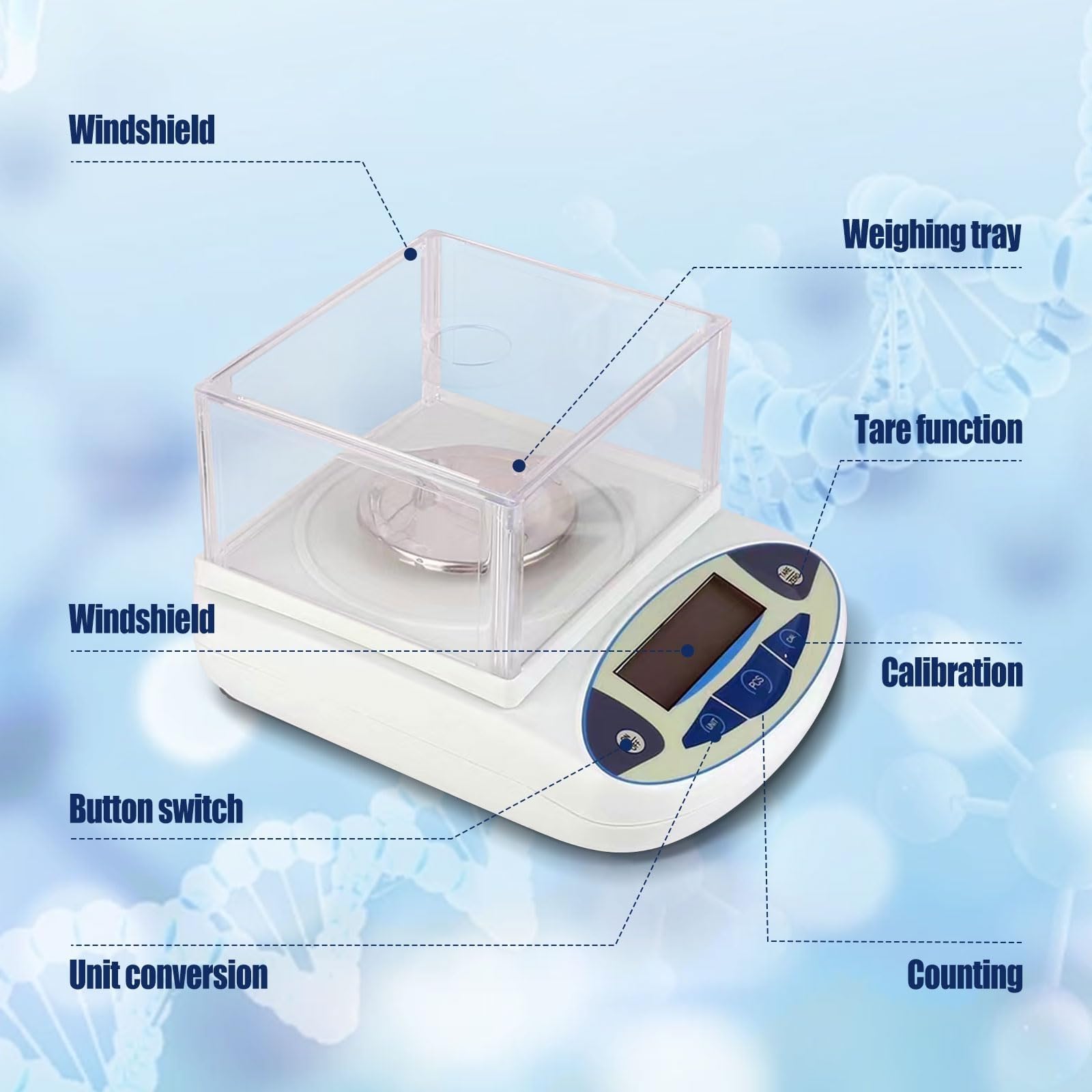 X&Z-XAOY Bilancia da Laboratorio 500g&0.001g Bilancia Elettronica Ad Alta Precisione Bilancia Analitica Digitale con Parabrezza E Peso Standard da 200 G Bilancia Scientifica Elettronica Accurata