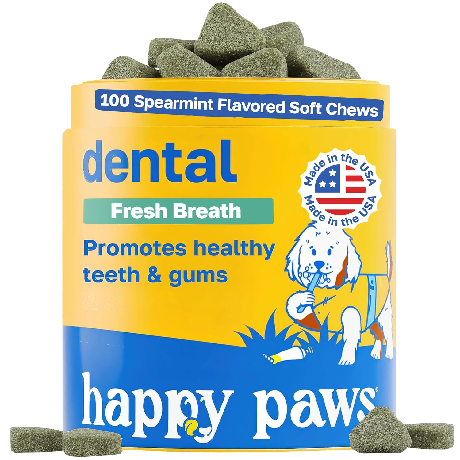 Happy Paws Dog Dental Chew, Dog Breath Freshener, 100 Chews