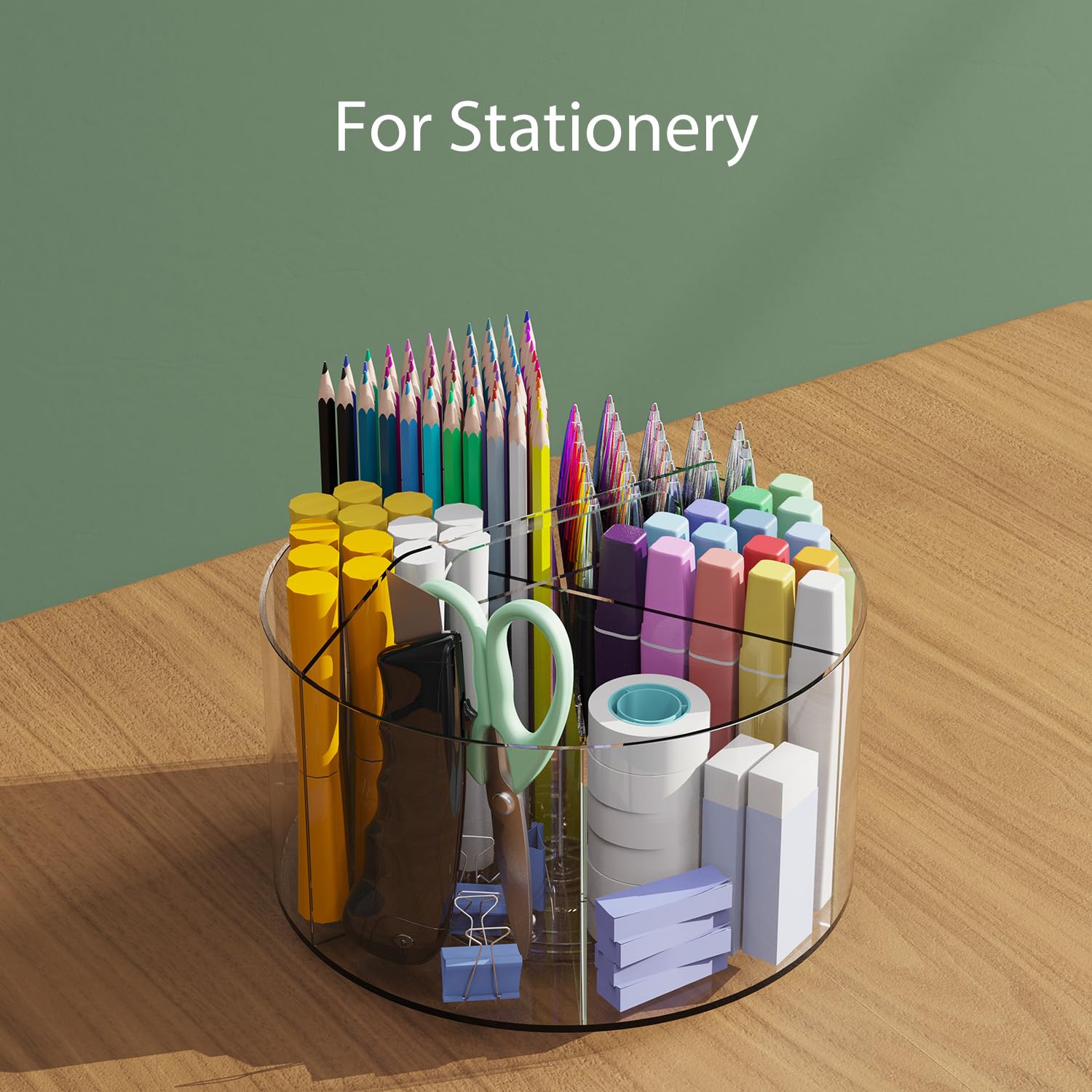 Schreibtisch-Stifthalter, um 360 Grad drehbarer Stift-Organizer aus Acryl für Kinder, Buntstift-Marker, Bürobedarf, Organizer, drehbarer Organizer für Schreibtisch, Küche, Make-up,