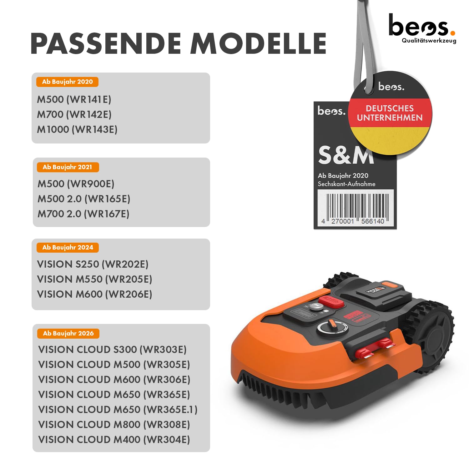 beos Premium Mähroboter Tuning-Messerteller für 6x Klingen - glasfaserverstärkte Messerscheibe - Drehscheibe kompatible mit Worx Landroid S&M (ab 2020) & Landxcape