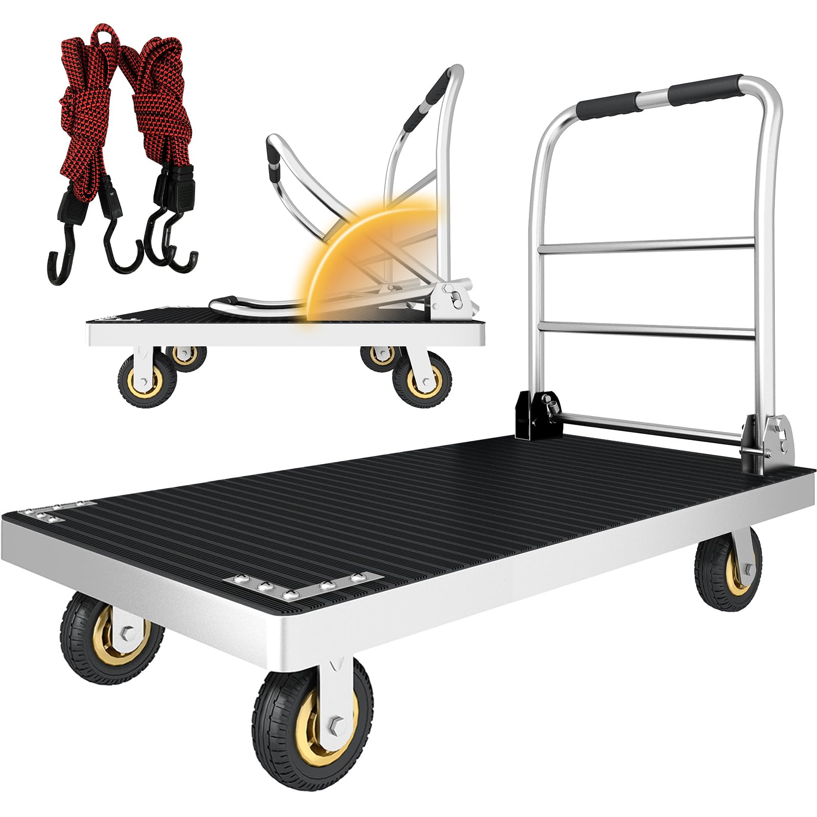 Platform Truck,2645 lbs Capacity, Equipped with 6-inch Heavy-Duty Wheels and Rubber Pads, Suitable for Foldable Flatbed Trucks in Grocery Stores, garages, Offices, Storage Rooms (41.3" x 24.8")