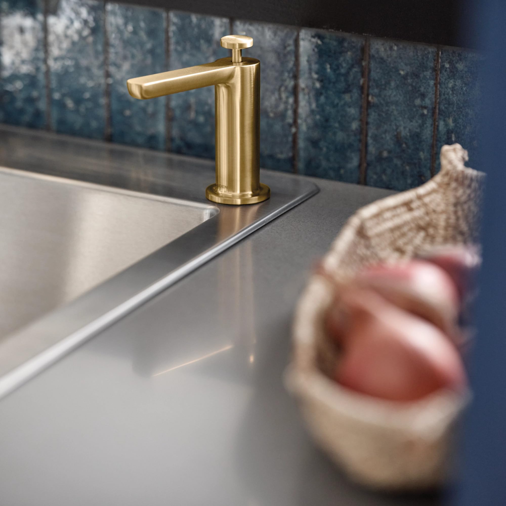 Moen S3947BG Deck-Mounted Kitchen Soap Dispenser, Refillable Above