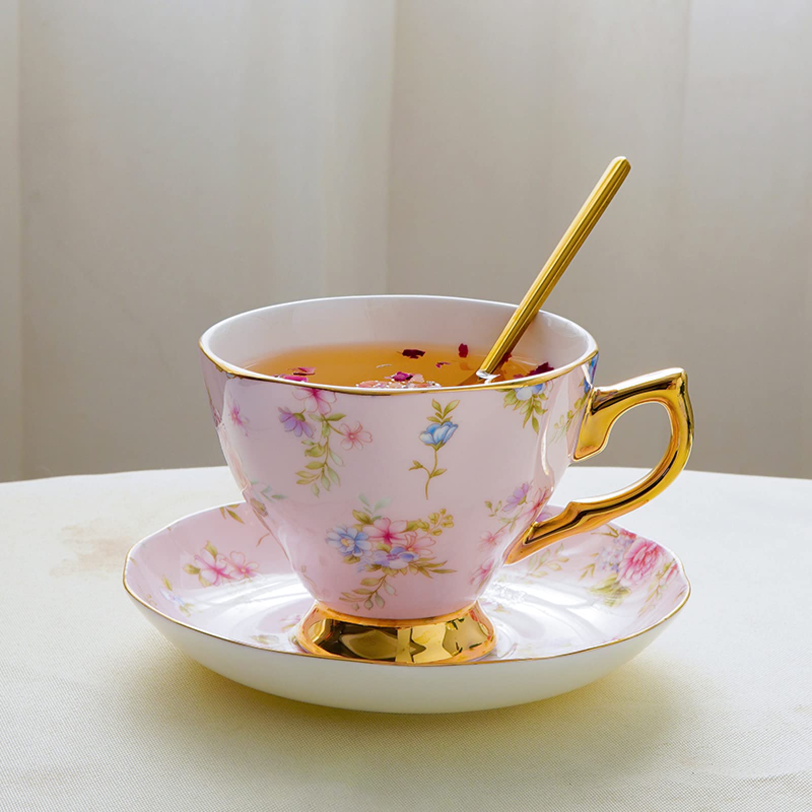 Set di tazza da tè e piattino in ceramica, 170 ml, 3D dipinto a mano