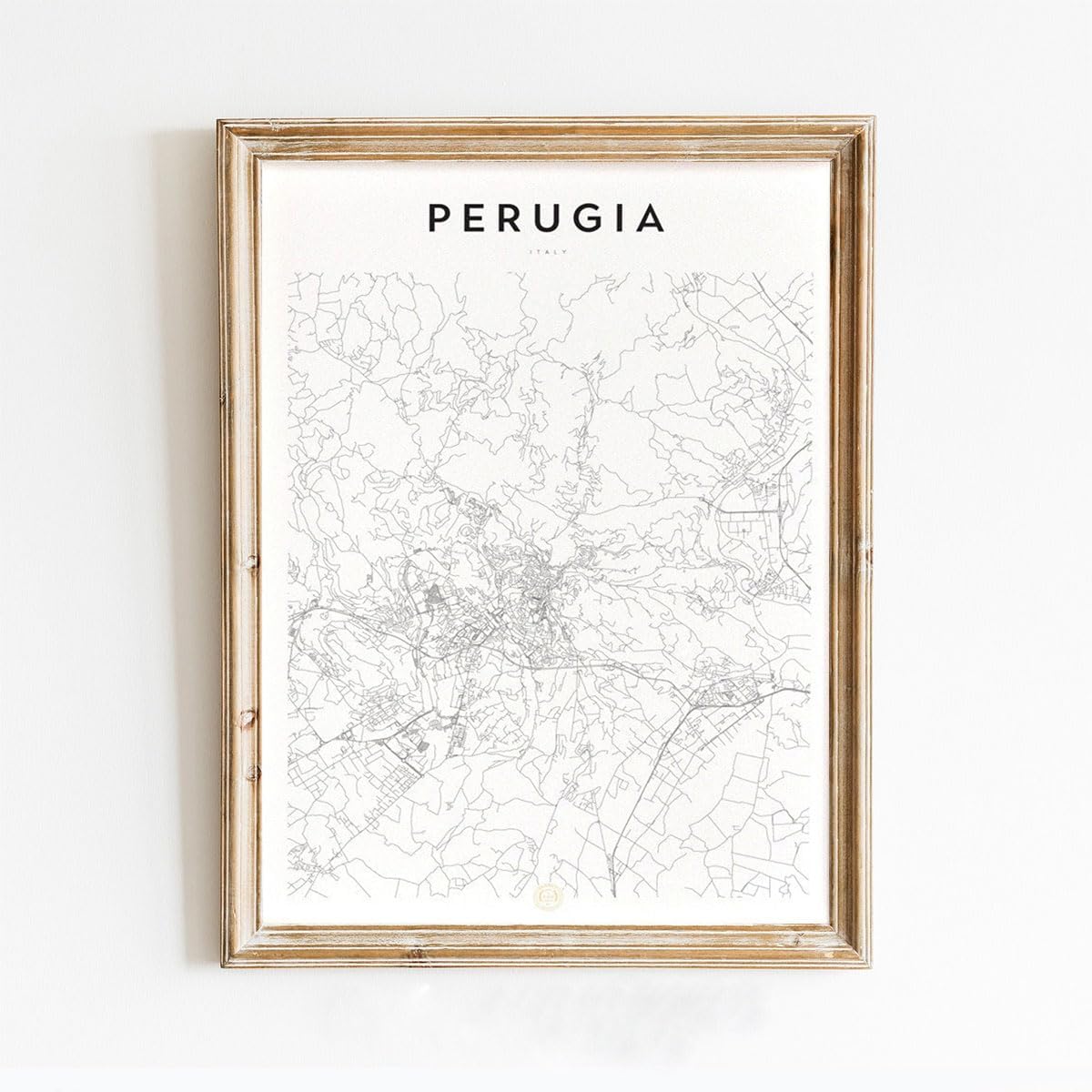 Modern Grey Poster of Perugia Italy | 11x17 12x18 16x24 24x36 Unframed Mininal Wall Art | Minimalism Hometown City Traveler Print for Gift | Minimalist Home Office Decor