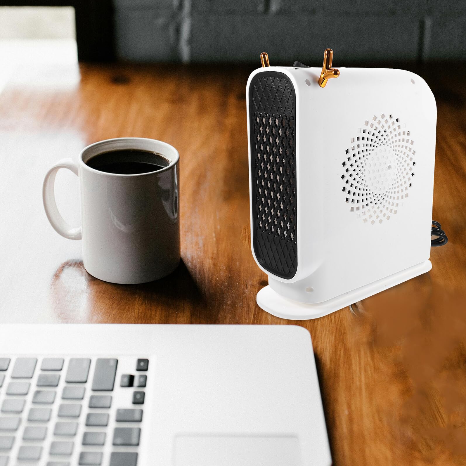 Riscaldatore Elettrico da Tavolo Portatile per Casa e Ufficio 500w Riscaldamento Rapido Controllo Termostatico in Pp Bianco