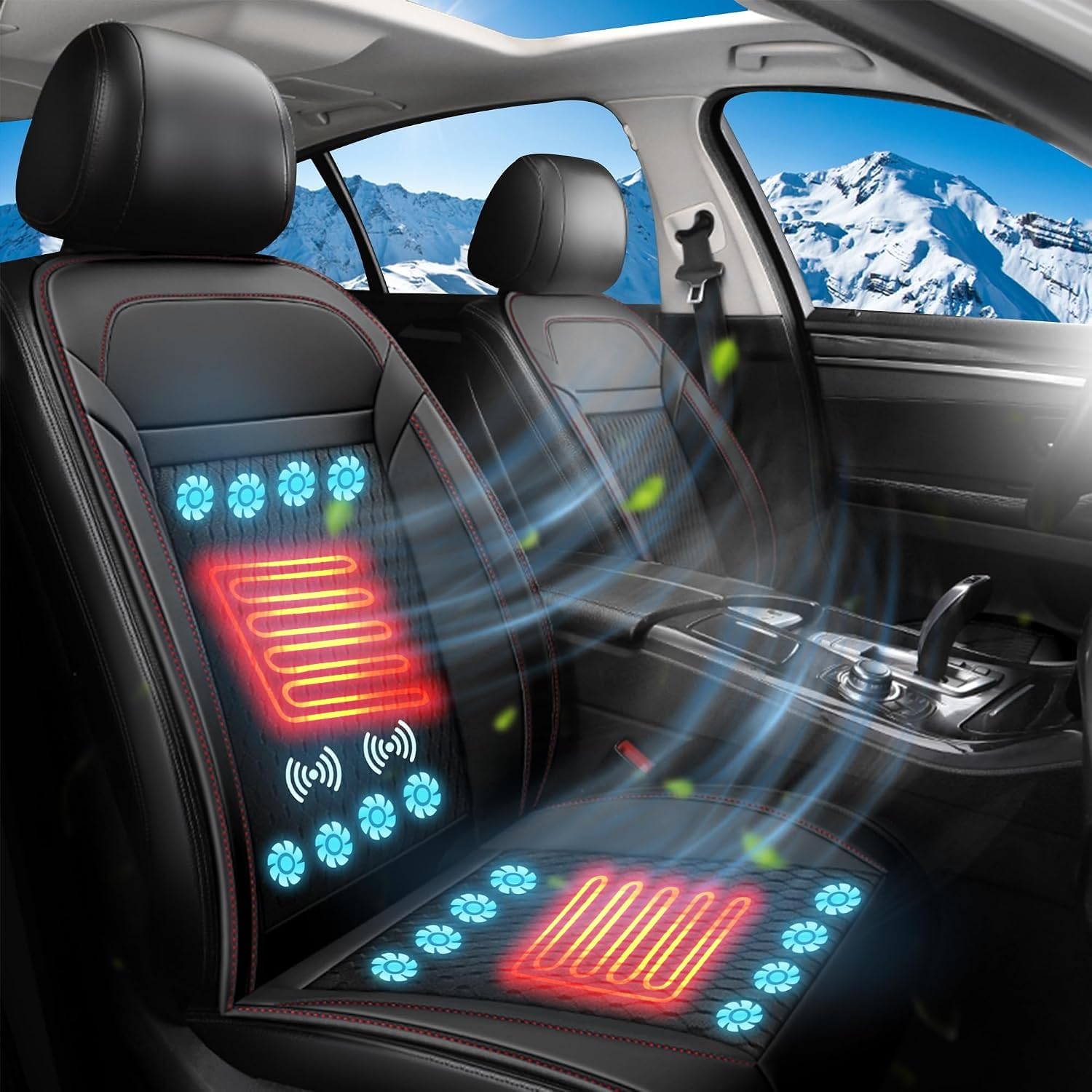 Coprisedile estivo per auto con cuscino massaggiante 3-in-1, cuscino rinfrescante ventilato per sedile auto, coprisedile per auto con raffreddamento frontale, 12V
