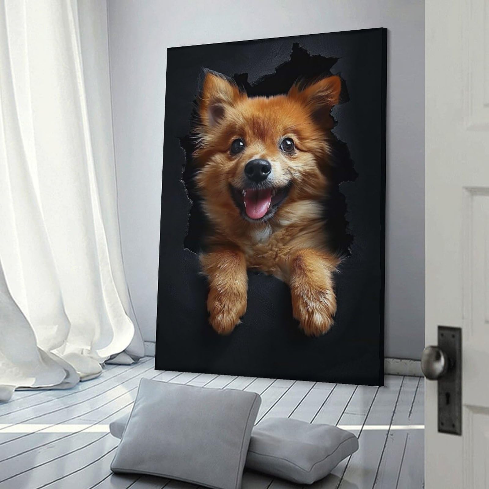 Junmoney Finnish Spitz Wall Art Print, 12x18inch(30x45cm), for Wall Displays, Bedrooms Or Room Updates, A Versatile Canvas Print for Layering