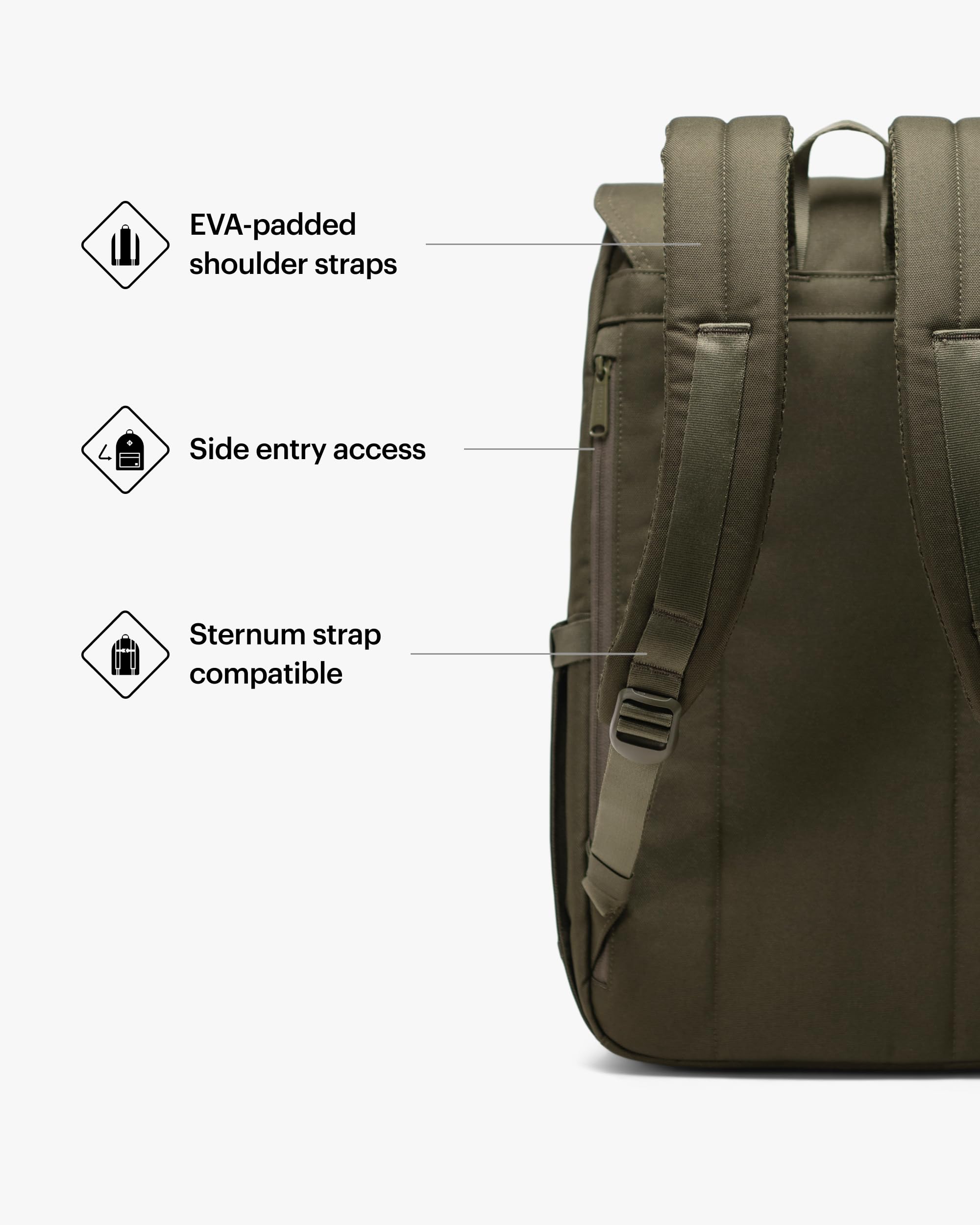 Herschel Retreat Ivy Green Rucksack, grün - 5