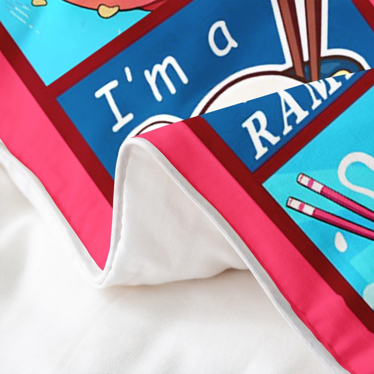 Loussiesd Ramen Baumwolle Bettwäsche Set 155x220cm Kinder Jungen Mädchen Ramen Suppe Bettbezug Ultra weiches Geschenk für Mädchen liebt Nudeln Betten Mädchen liebt Ramen Bettwäsche-Set Zimmer Dekor