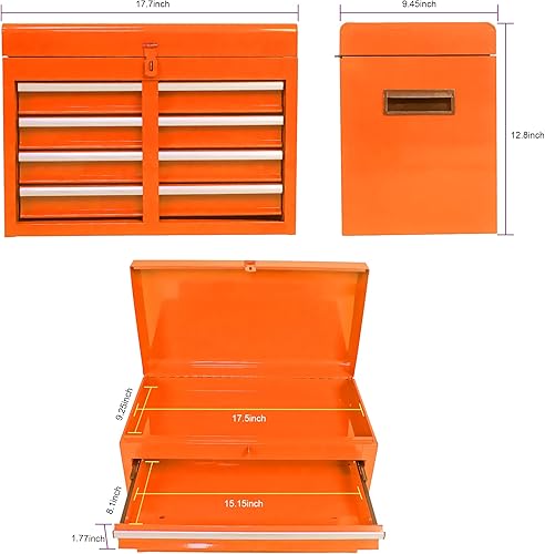 Miniatura 6 de Cofre de herramientas, caja de herramientas con 5 cajones, caja de herramientas con ruedas con cerradura, caja de herramientas a presión con cajones