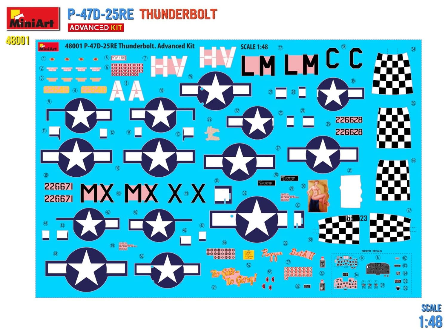 MiniArt 48001 1:48 P-47D-25RE Thunderbolt ADV.Kit replica fedele all'originale, modellismo, kit di costruzione in plastica, fai da te, hobby, collage, modellismo, da montare, non verniciato