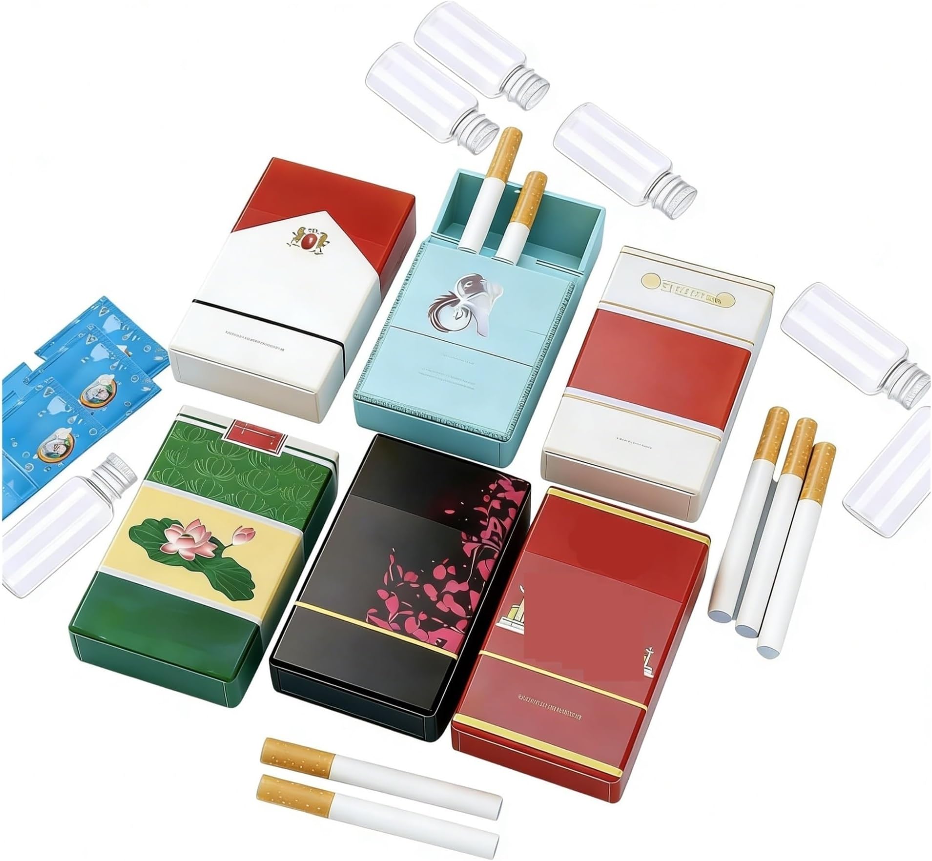 Bubble Cigarette Blower Kit - Fake Cigarette Toy with Pack, Wand & Solution, Stress Relief Funny Gift for Office Party Holiday Men Women (6 pcs)
