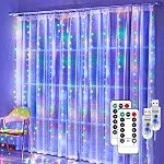 New Fairy Curtain Lights for Bedroom 300 LED, Jezoll Christmas String Lights USB Plug in 8 Modes Wall Hanging Twinkle with Remote Control for Wedding Party Backdrop Decor Warm White (9.8x9.8FT)