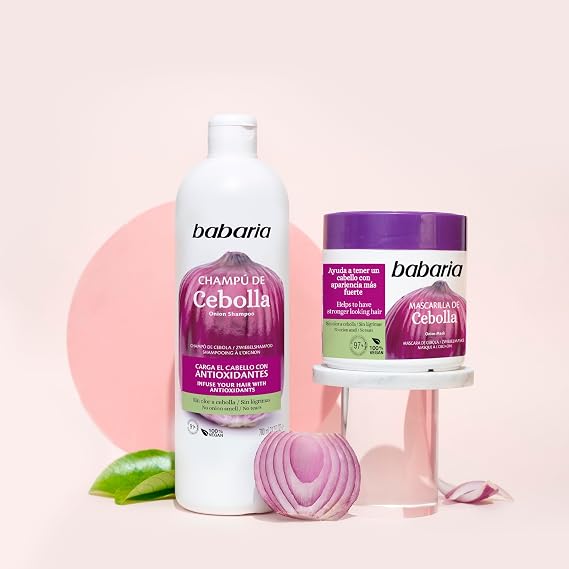 Babaria Onion Shampoo - No Smell, No Tears - Purifying and Antioxidant Properties - Improves Hair Growth - Increase Hydration and Shine - Reduce Itchy Scalp, Dandruff, and Frizz - 23.66 oz