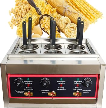 220V Commercial Pasta Cooker with 6 Noodle Filter Electric Pasta Cooking Machine Multifunctional Pasta Warmer Noodles Cooker 6KW for Cooking Dumplings NoodlesVegetables 30-110C