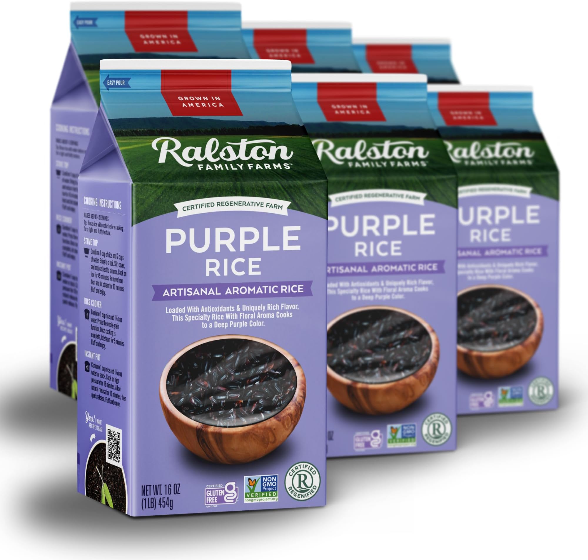 Amazon.com : Ralston Family Farms Purple Rice, 16 oz Carton: 6 Pack ...