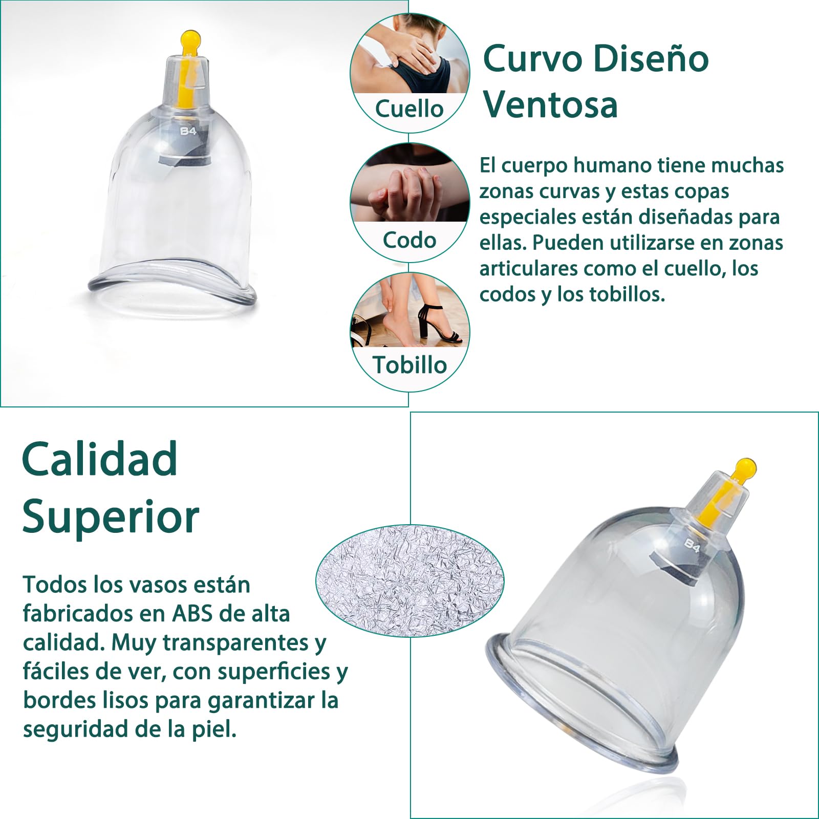 Kit de Ventosas Fisioterapia con Bomba de Vacío, Ventosas Masaje para Vacumterapia (18 piezas), Ventosa Celulitis Faciales y Cuerpo, con Instrucciones, Ventosa Anticelulitica Cupping Set
