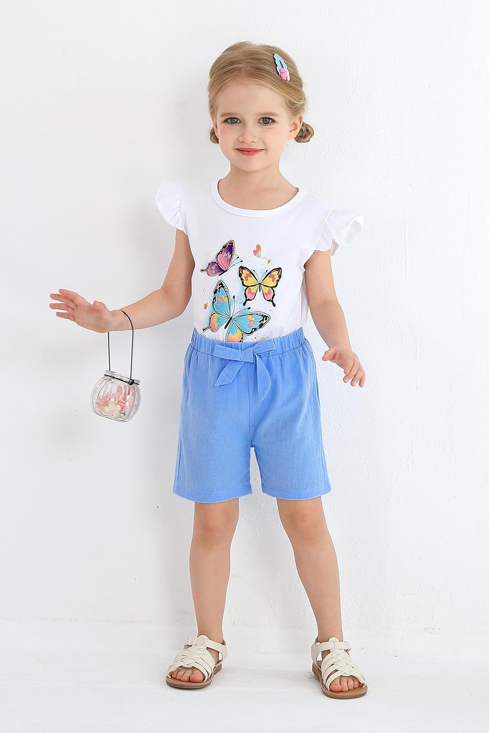 YOUNGER TREE Toddler Baby Girls Clothes Sunflower T-shirt + Bowknot Shorts with Cute Summer Girl Clothes Set - Image 3