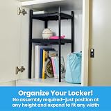 LockerMate Double Locker Shelf, Adjustable Width and Height to Fit Most School Lockers, Black – view 2