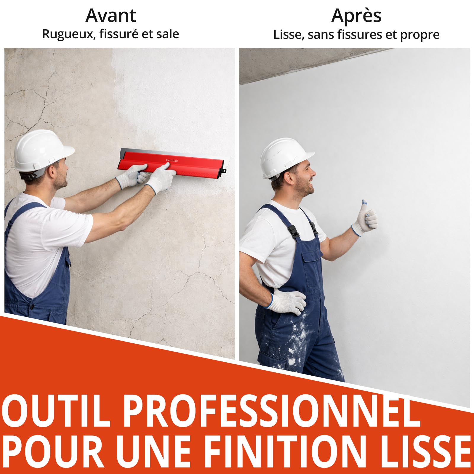 GETLITOOL Couteau à Enduire en Acier Inoxydable,60cm,Lisseuse Enduit,Spatule Enduit de Lissage Set,Outils de Cloison Sèche Grandes Surfaces Avec lame de rechange et Manche D'extension à 1.3m