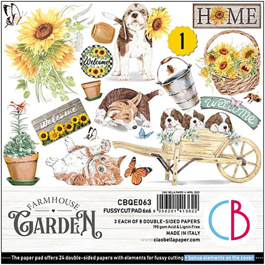 Ciao Bella Farmhouse Garden 6"x6" Fussy Cut Pad - 190gsm