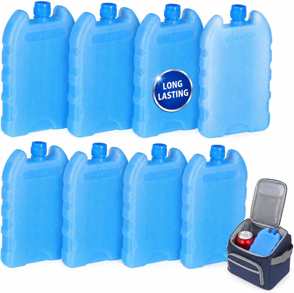 Reusable Ice Pack 8Pcs Blue PE Cooler Blocks for Air Cooler