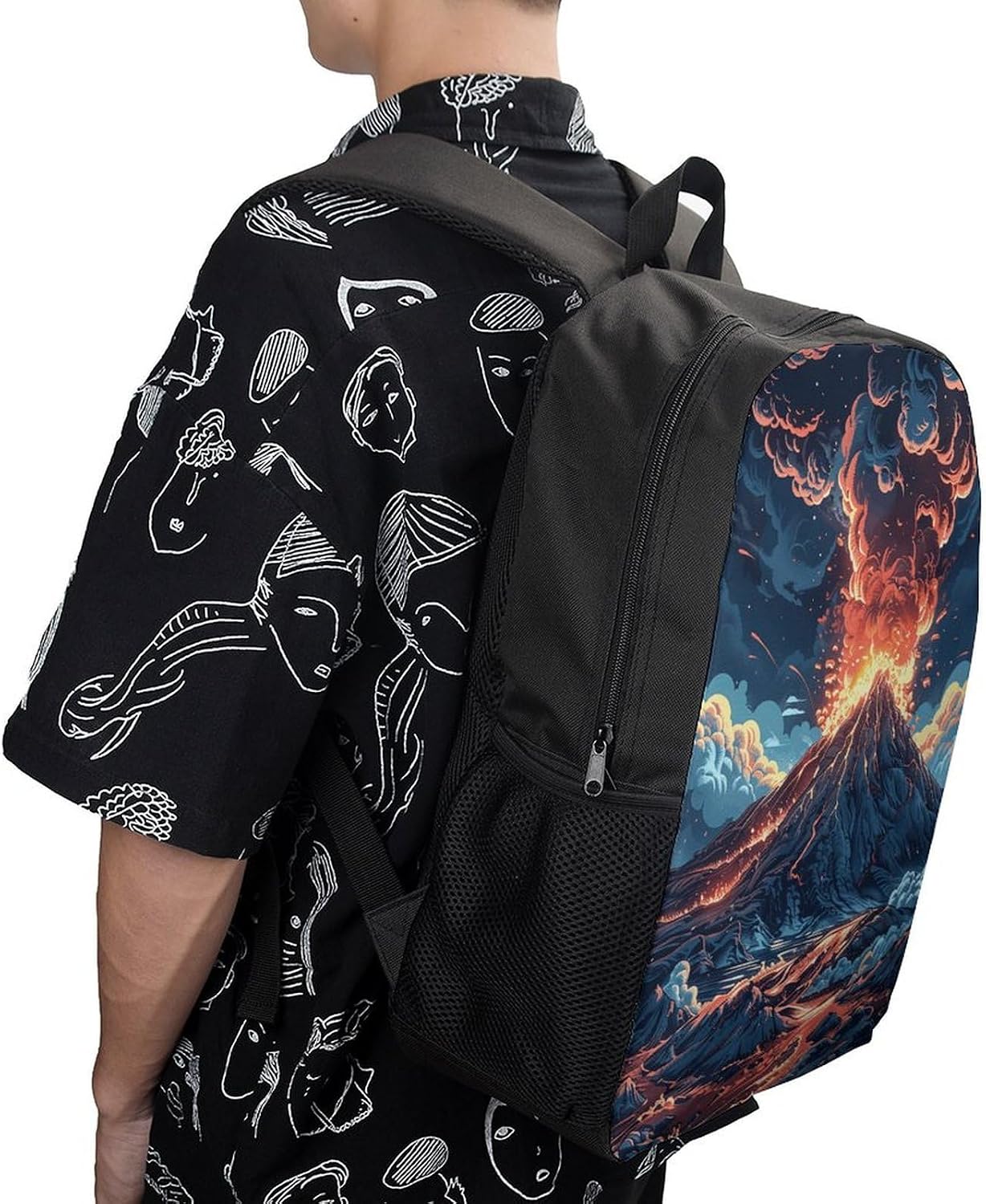 Depicts A Volcano Laptop Backpack for Women Men, Large Computer Bag for Business, 17 Inch Backpacks with Side Pockets for Work, Waterproof Laptop Bag for Travel, College image 5
