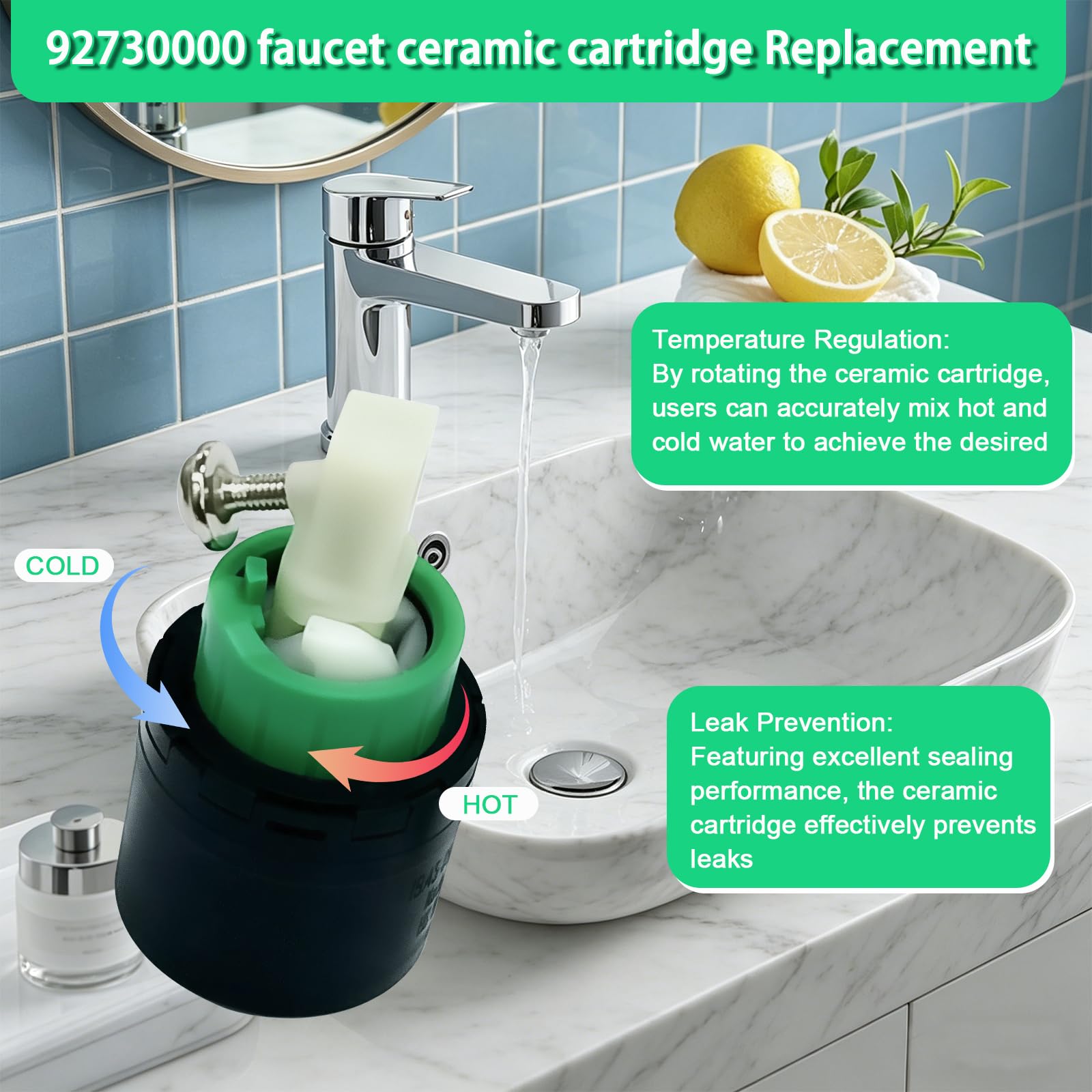 Repuesto compatible con Hansgrohe 92730000 cartucho de grifo para cartucho de cerámica de un solo agujero M3/M2 de 2 pulgadas de repuesto para grifo de baño