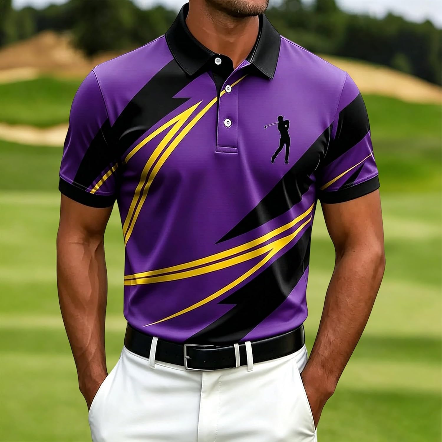HJINGSUN Golf Shirts for Men Novelty Short Sleeve Polo Shirt | Weekend Golf Games, Casual Office Days, Summer Outings, Lunch Meetups, Travel, Resort Lounging, Commutes, Club Socials