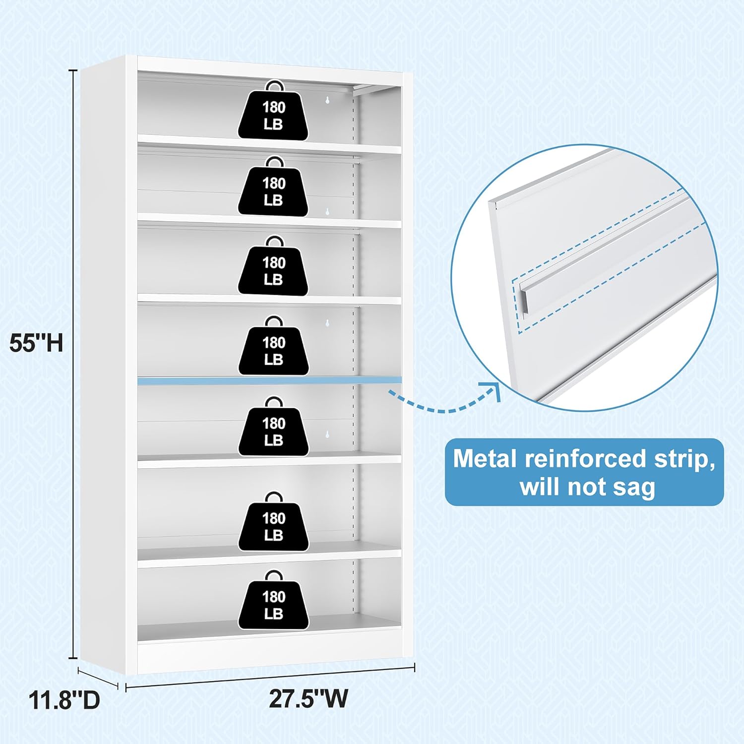 7-Tier Heavy Duty Metal Shoe Rack, 55" H Tall Shoe Storage Cabinet with Adjustable Shelves, Space-Saving Shoe Entryway Organizer for Hallway, Closet, Cloakroom, Garage