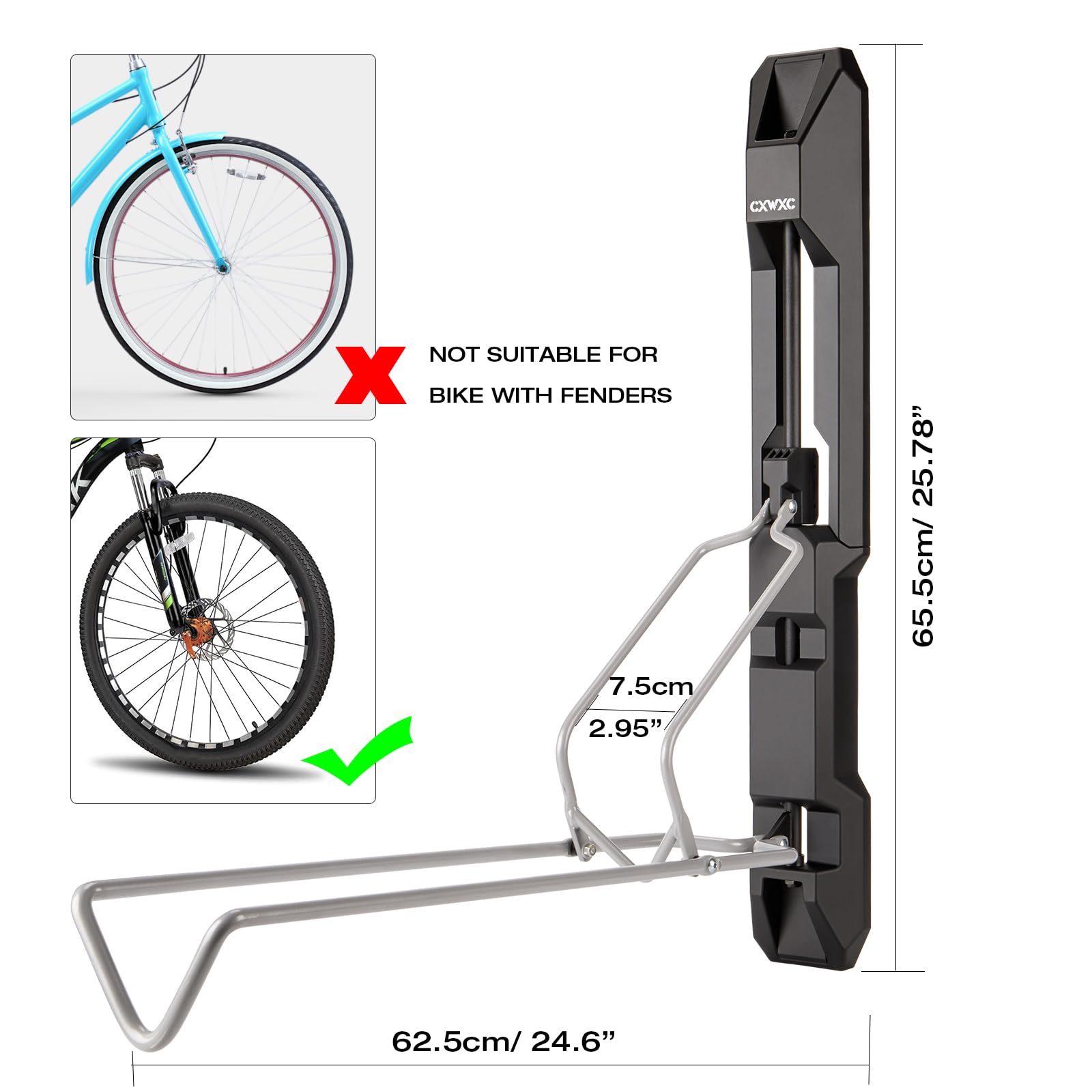 CXWXC Porte-vélos Garage - Support mural pivotant pour vélo - Crochet de vélo pour le garage, gain de place, rangement intérieur de vélo pour vélos de route, VTT et vélos hybrides