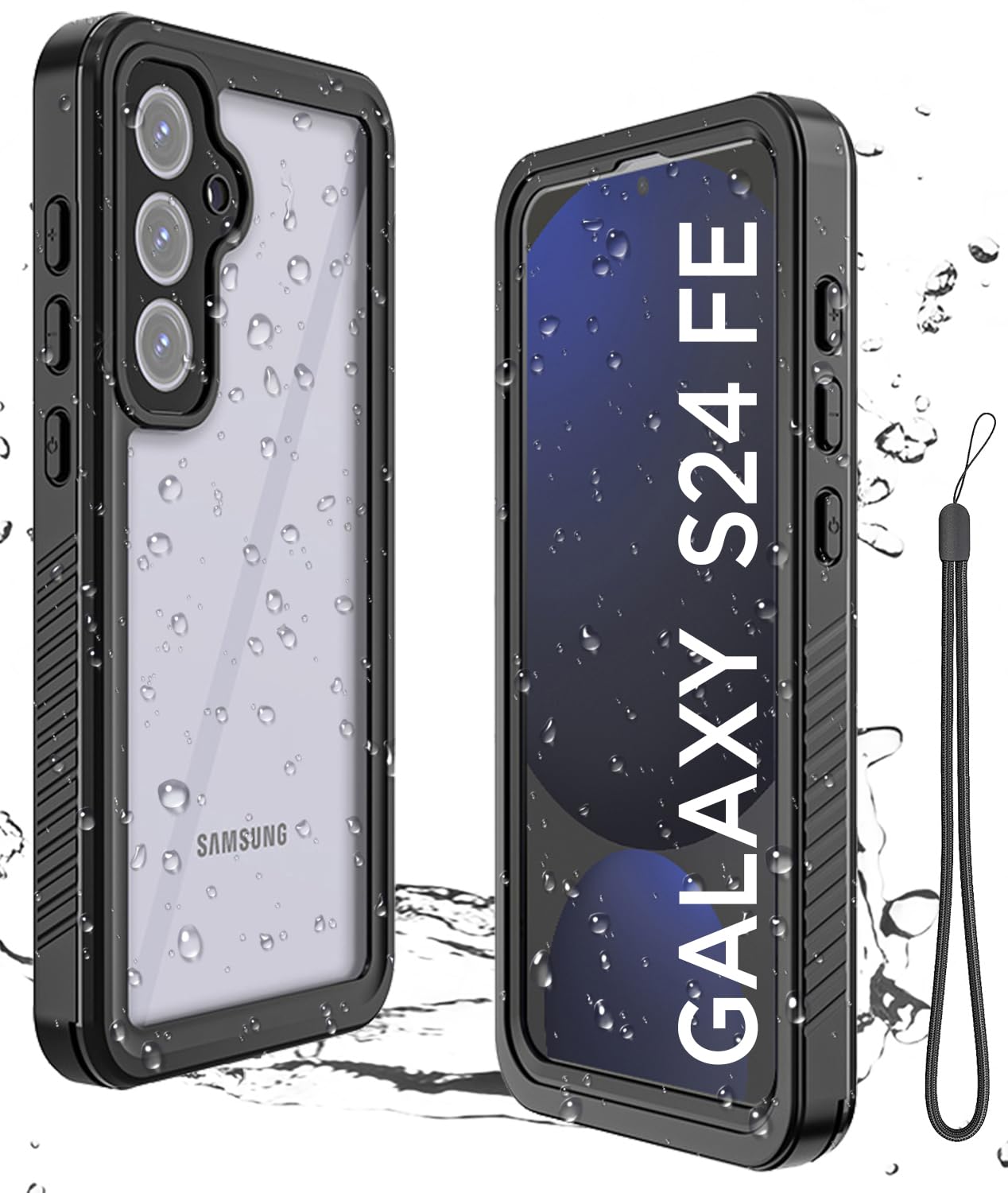 Miimall for Samsung Galaxy S24 FE Case Waterproof, IP68 Underwater, Full Heavy Duty Protection, Built-in Screen&Camera Protector, Military Shockproof Dropproof Rugged Phone Case for S24FE 6.7