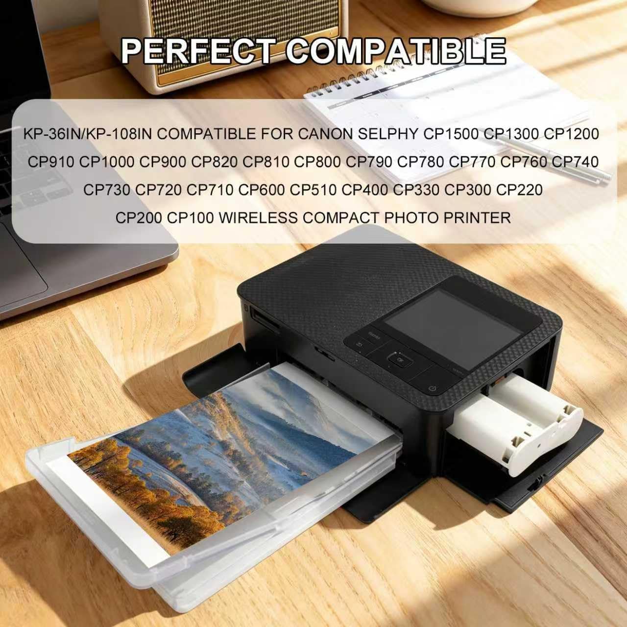 4 x 6 Sticker Photo Paper Compatible with Canon Selphy CP1500 54-Sheets image 2