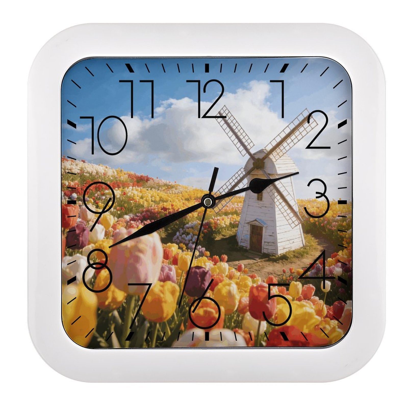 Fodpand Style Palette Wall Clock,Battery Operated Modern Retro Rounded Square Clock Clock For Bedroom Living Room Office Home Gym Porch Decor Indoor Outdoor 10.2 * 10.2In
