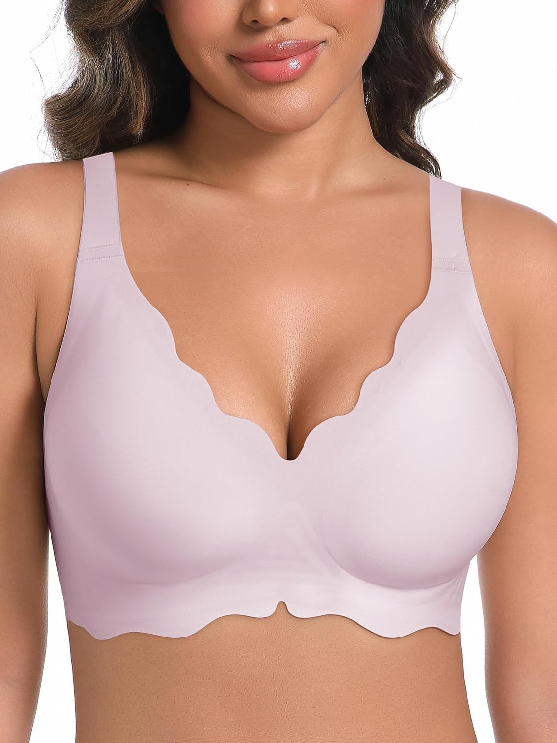AILIVIN Women's Seamless Bras Wireless Scalloped Push Up Bras Soft No Underwire Comfort Full Coverage Bralettes