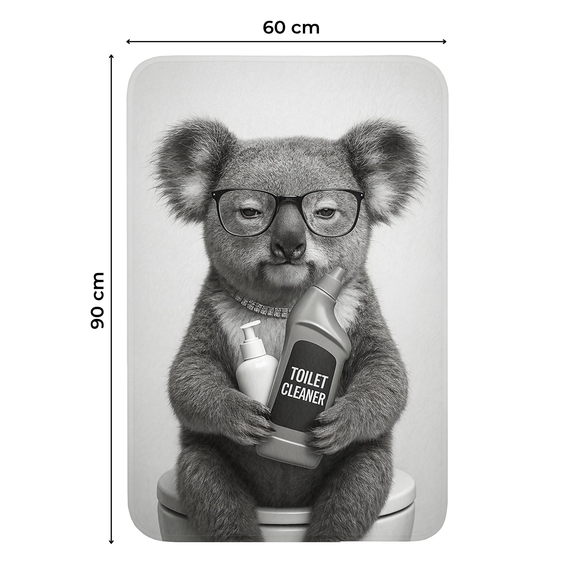 Alfombra Ducha Rectangular 60x90 cm Alfombrilla Baño Lavable Tapete Bath Mat Non Slip Antideslizante Bathroom Decoracion Shower Koala - Gafas - Inodoro