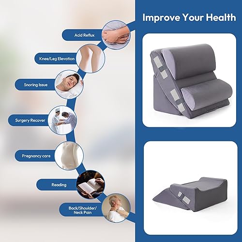 Miniatura 8 de Juego de 6 almohadas de cuña para después de la cirugía, almohada de apoyo de espalda para cama, almohada de cuña de cama para poscirugía, almohada