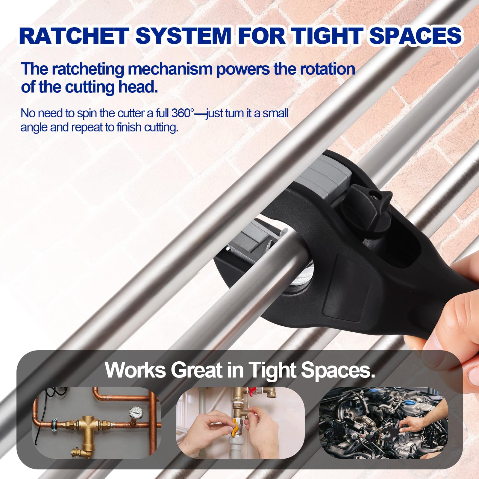 Compact Ratcheting Pipe Cutter - Easy Pipe Cutting -4 Compact Ratcheting Pipe Cutter - Easy Pipe Cutting -4