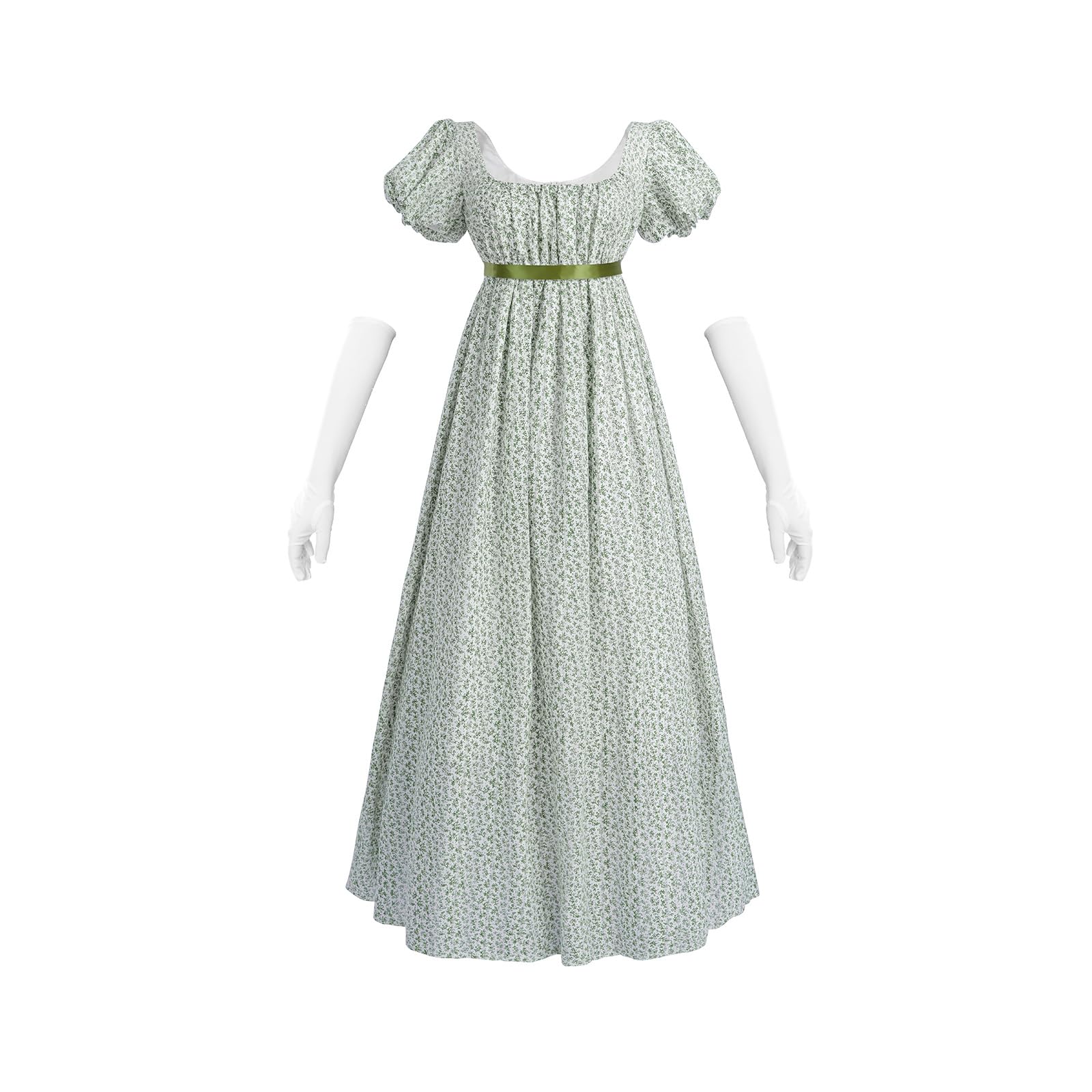 Fiamll Regency - Vestito da donna per donna in vita impero, motivo floreale, impermeabile, abito lungo per feste