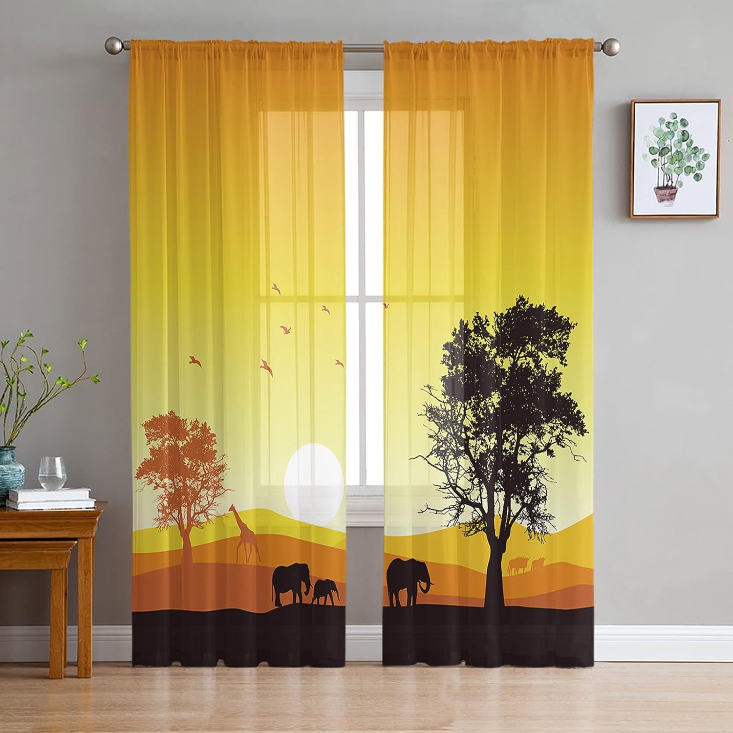 Amazon.com: Sheer Curtains for Living Room 2 Panel Set Africa Animal ...
