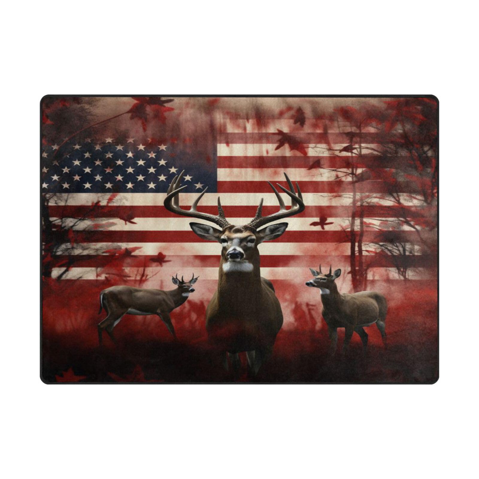 Tapis doux grand format 203 x 147 cm au motif drapeau américain vintage élégant