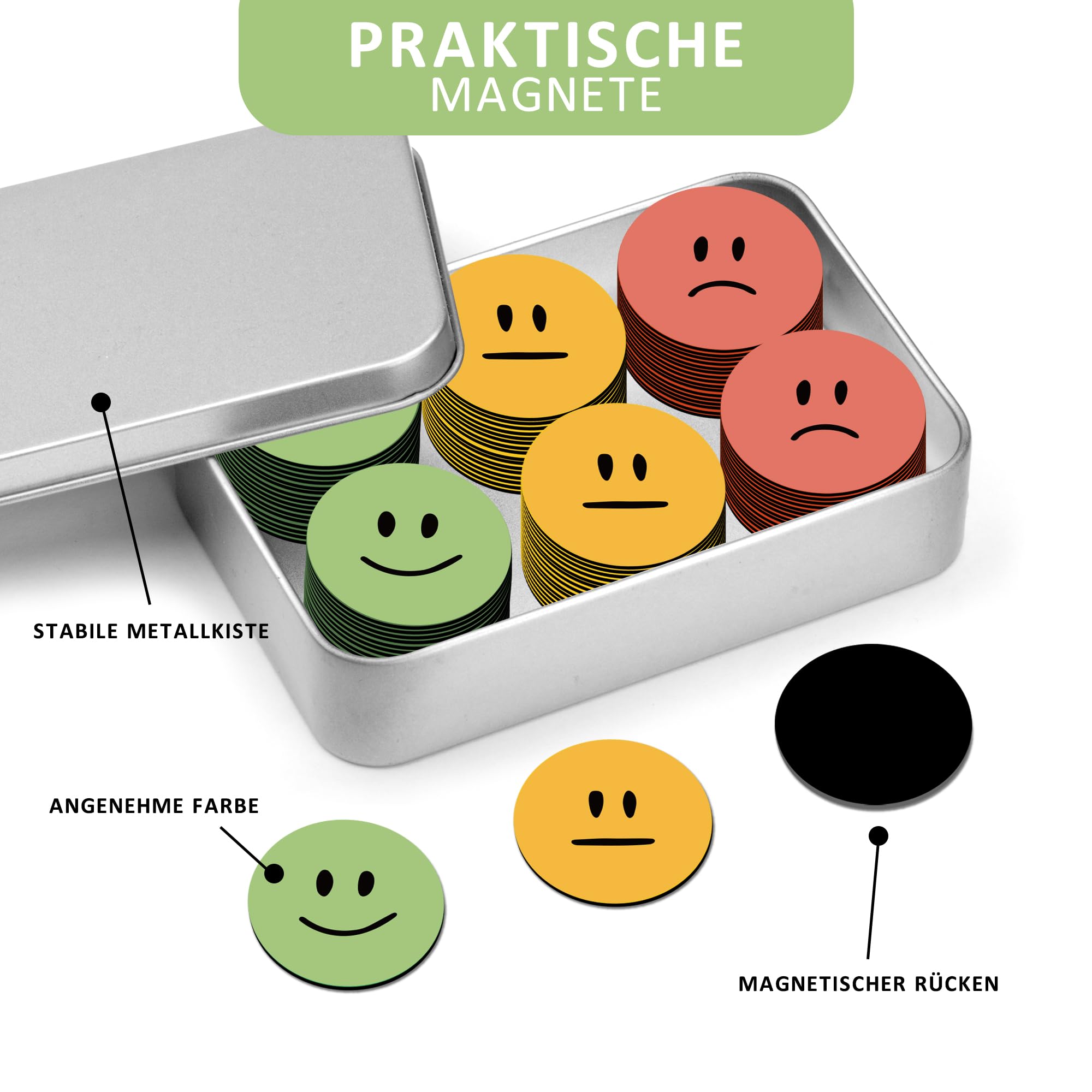 Homent Smiley Magnete 10er Set - Bunte Kühlschrankmagnete Mit Geschenksäckchen